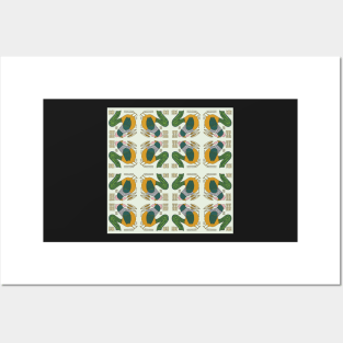 Chicken and corn, a farmyard pattern. Posters and Art